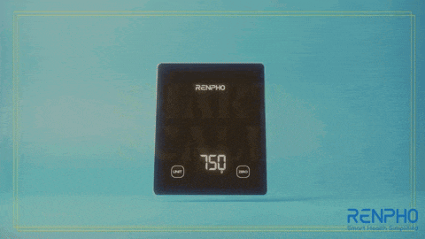 a renpho smart scale is shown on a blue surface