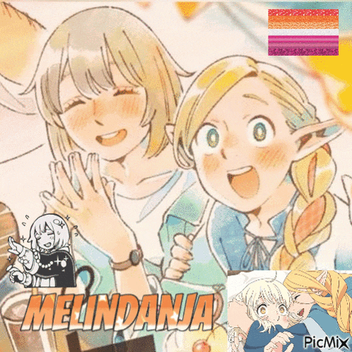a picture of two anime girls with the name melindanja