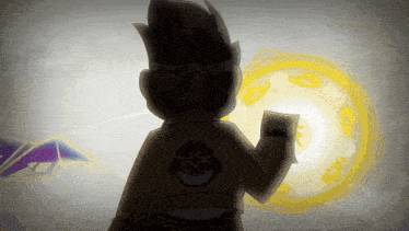 a cartoon character with a heart on his back is holding a book