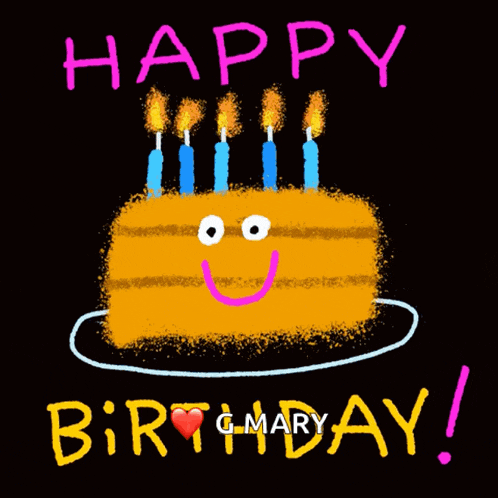 a drawing of a birthday cake with candles that says happy birthday