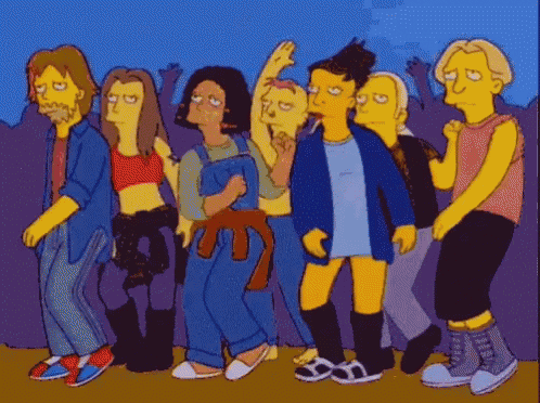 a cartoon of a group of people standing next to each other in a line