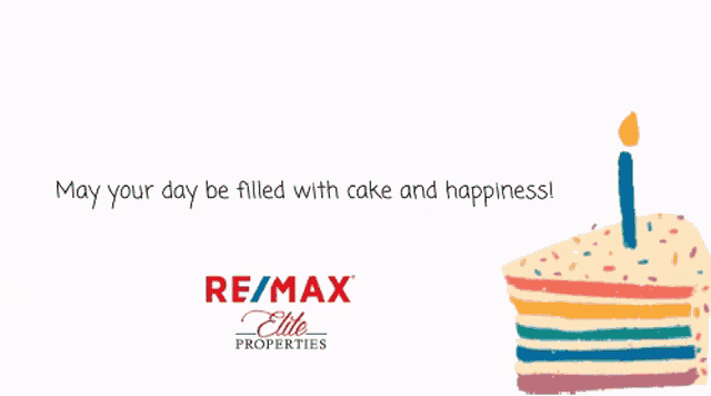 a re/max advertisement with a birthday cake on it