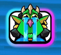 a green cartoon character is crying with tears coming out of his eyes .