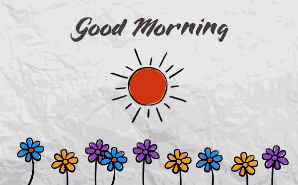 a drawing of flowers with the words good morning written above it