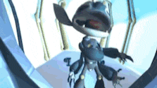 a cartoon character is standing in front of a window and looking out .