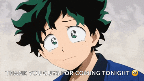 a cartoon of a boy with the words thank you guys for coming tonight