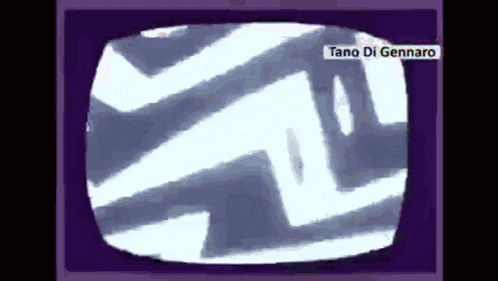 a tv screen with a purple frame and a white swirl on it