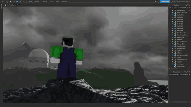 a screenshot of a video game shows a character with green arms and a green hat