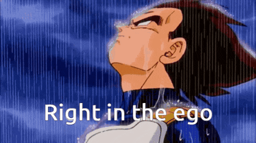 a cartoon character with the words `` right in the ego '' above him