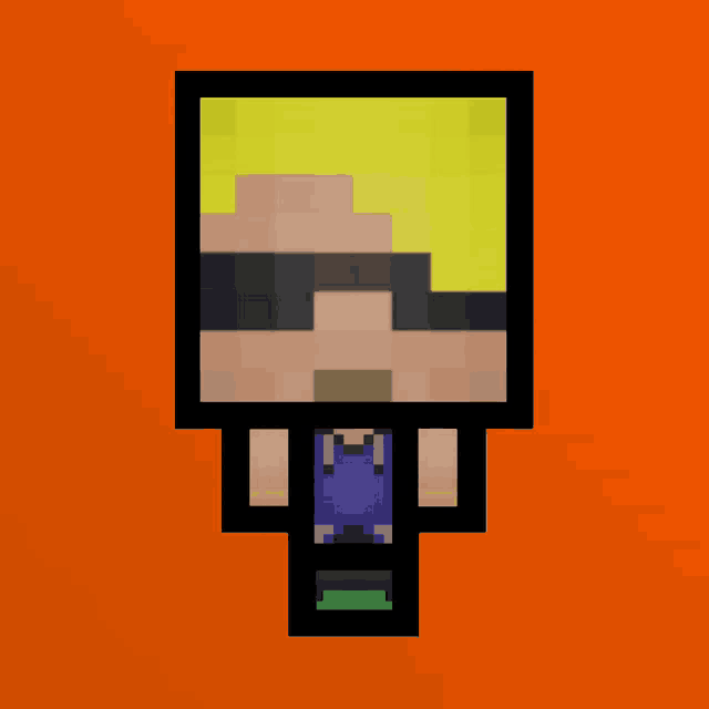 a pixel art of a man wearing sunglasses and a blue hat