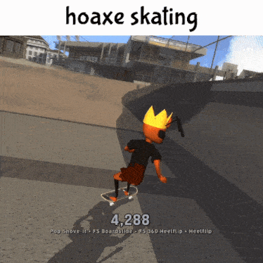 a screenshot of a video game that says hoaxe skating on the top