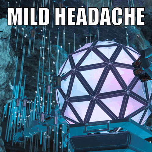 a poster that says mild headache in white letters on a blue background