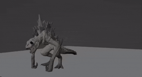 a black and white drawing of a monster and a dinosaur