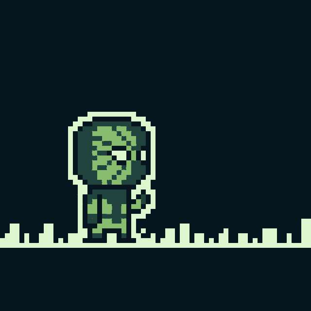 a pixel art drawing of a man with glasses standing next to a plant