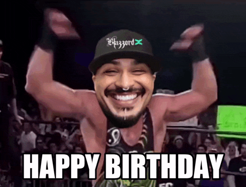 a man wearing a hat that says blizzard on it is celebrating his birthday