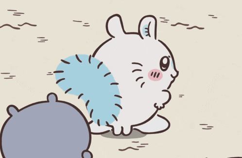 a cartoon drawing of a rabbit with a clock on it 's back