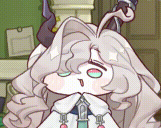 a cartoon character with long white hair and a tie is making a face .