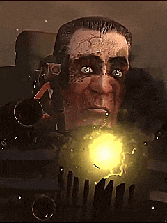 a close up of a man 's face with a glowing light coming out of his mouth