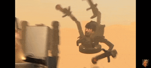 a cartoon character is flying through the air while holding a sword .