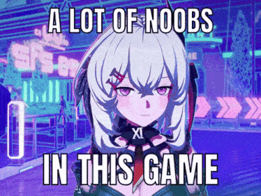 a picture of a girl with a lot of noobs in this game