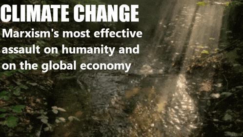 a poster that says climate change marxist 's most effective assault on humanity and the global economy