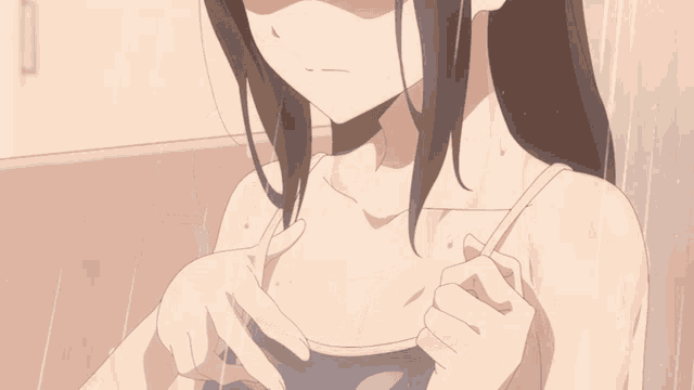 a woman 's breasts are shown in a cartoon while taking a shower