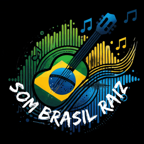 a drawing of a guitar with the brazilian flag and the words sombrasil raz
