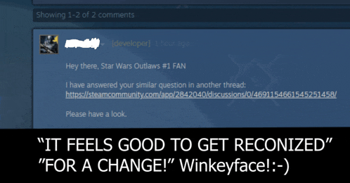 a screen shot of a star wars outlaws # 1 fan