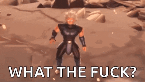 a cartoon character is standing in the desert with the words `` what the fuck '' written above him .