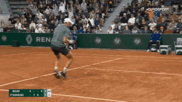 a tennis match is being shown on eurosport and the score is 40 to 7