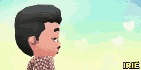 a cartoon character with the name irie written on the bottom