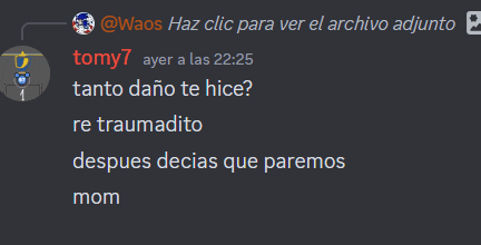 a screenshot of a discord conversation between two people