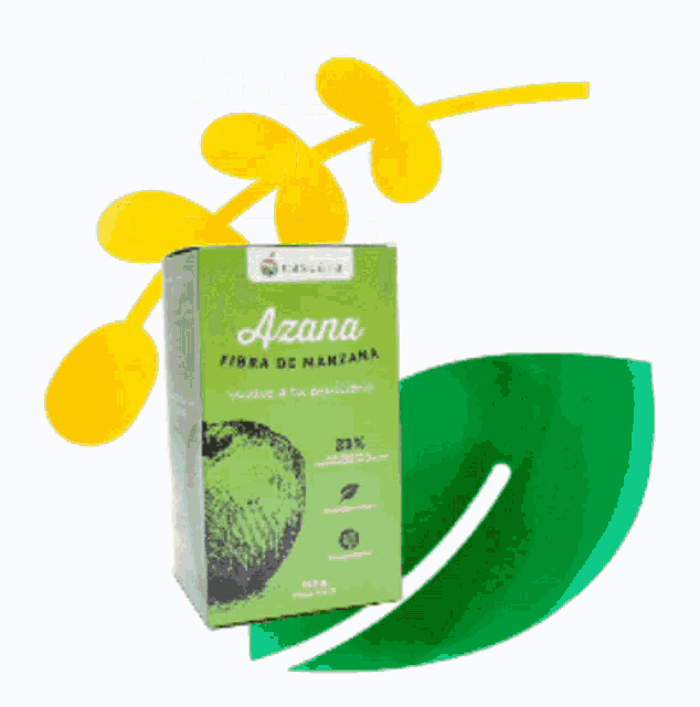 a box of azana fibra de manzana next to a jar