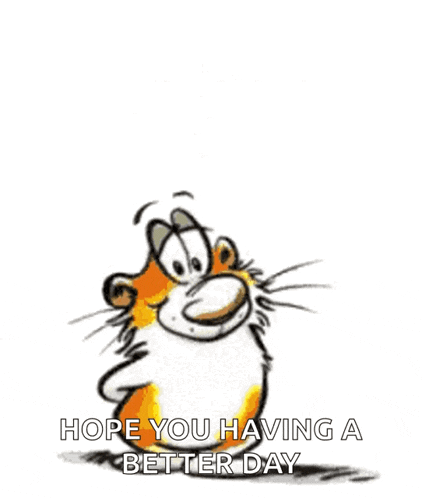 a cartoon cat is holding a smiley face balloon .