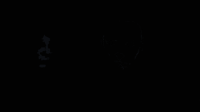 a black and white photo of a man 's face with a white mask on