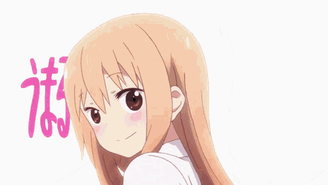 a girl with long brown hair is wearing a white shirt and tie