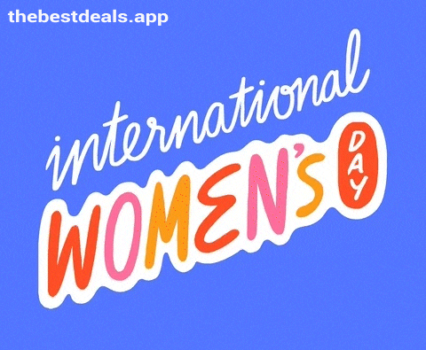 a poster for international women 's day with a blue background