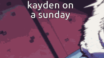 a purple background with the words kayden on a sunday written on it