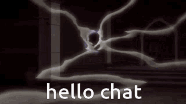 a picture of a lightning bolt with the words hello chat below it