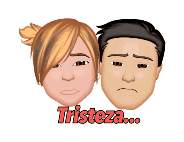 a cartoon of a man and a woman with the word tristeza written below them