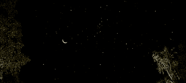 a night sky with a crescent moon and stars