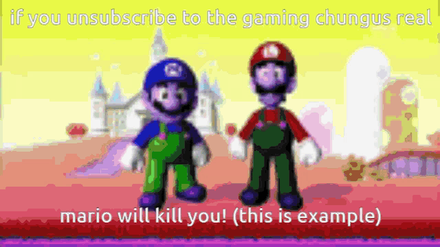 a cartoon of mario and luigi standing next to each other