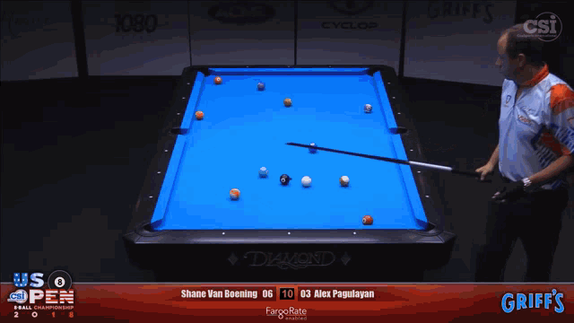 a pool table sponsored by griff 's and fargorate