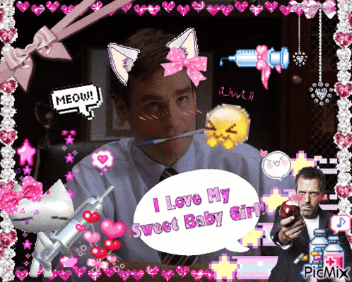 a picture of a man with a speech bubble saying i love my sweet baby girl