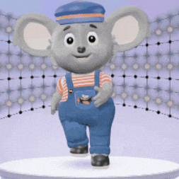 a mouse wearing blue overalls and a blue hat