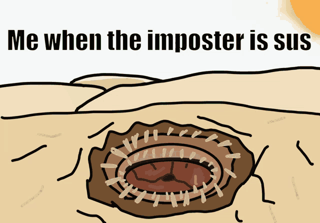 a cartoon drawing of a worm with the words me when the imposter is sus