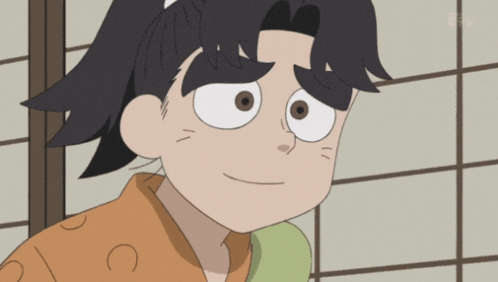 a cartoon character covering his mouth with his hand
