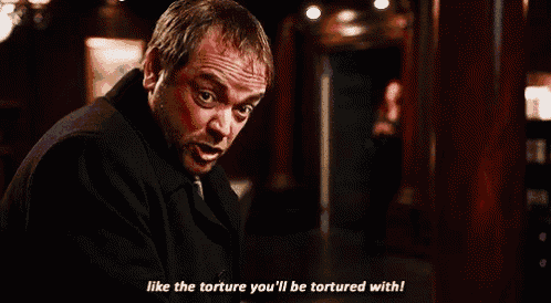 a man in a suit and tie is saying `` like the torture you 'll be tortured with . ''