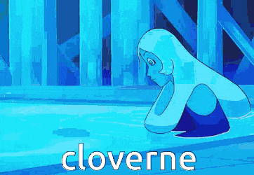 a cartoon of a woman in a pool with the word cloverne written on the bottom