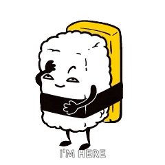 a cartoon illustration of a piece of sushi with arms and legs .
